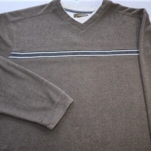 Method Men's‎ Sweater XXL Brown Knit Pullover Y2K Streetwear Striped V-Neck Rare